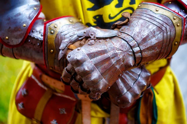 Detail knight armor. Gloves of a knight