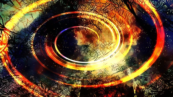 Kozmik uzay ve yıldızlar, renkli kozmik soyut arkaplan ve Siyah Fraktal yapı