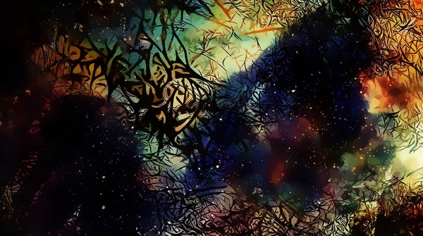 Kosmische Ruimte Sterren Kleur Kosmische Abstracte Achtergrond Black Fractal Structuur — Stockfoto