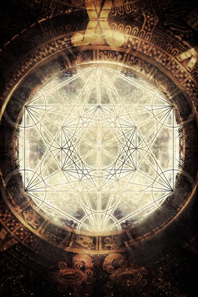 Merkaba Ușoară Calendarul Antic Mayaș Spațiul Cosmic Geometrie Sacră — Fotografie, imagine de stoc