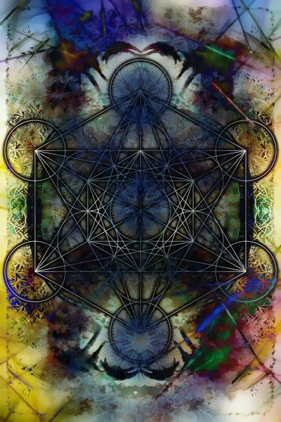 抽象的な色の背景にMerkaba 神聖な幾何学 — ストック写真