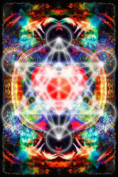 Light Merkaba Heart Abstract Background Sacred Geometry — Stock Photo, Image