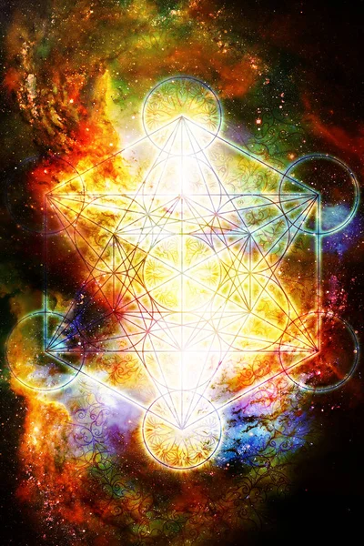 Light Merkaba Cosmic Space Sacred Geometry — Stock Photo, Image