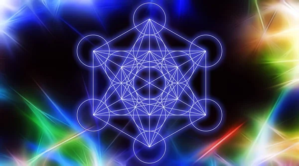 Lichte Merkaba Abstracte Kleur Achtergrond Fractal Structuur Heilige Geometrie — Stockfoto