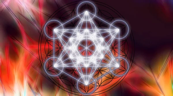 Merkaba Auf Abstraktem Farbhintergrund Heilige Geometrie — Stockfoto