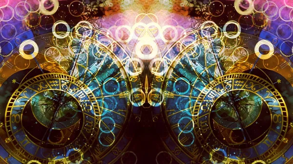 占星術シンボル干支 抽象的な背景 コンピューターのコラージュ — ストック写真