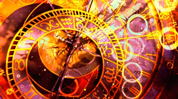 Astrologisches Symbol Tierkreis Abstrakter Farbhintergrund Computercollage — Stockfoto