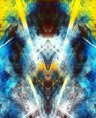 neon renkli ve ayna ve fraktal efektli vizyon soyut arkaplan