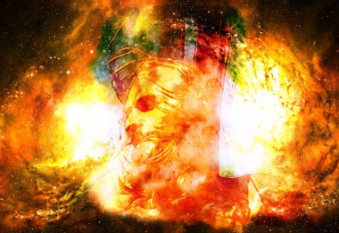 İsa 'nın kozmik uzayda çarmıha gerilmiş hali. Ateş etkisi