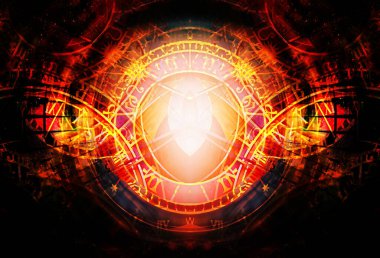 Kozmik uzayda burç kolajı. Soyut renk arkaplanı