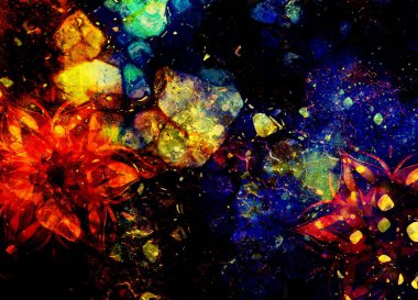 Soyut arkaplanda filigrane desenli çiçek desenli bir yapı.