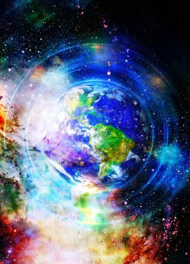 Dünya gezegeni ışık çemberinde, Kozmik Uzay arkaplanı