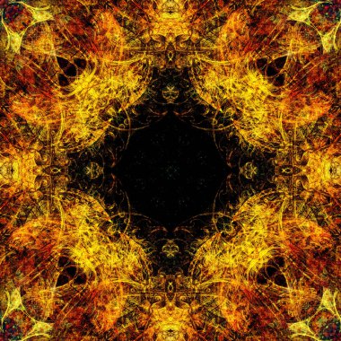 Süslü mandala. Orijinal el çizimi ve bilgisayar kolajı. Renk efekti