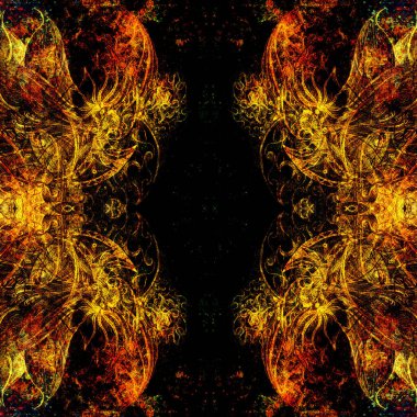 Süslü mandala. Orijinal el çizimi ve bilgisayar kolajı. Renk efekti