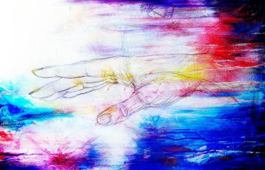 El çizimi, kağıt üzerinde kalem çizimi, renk ve vintage efekti