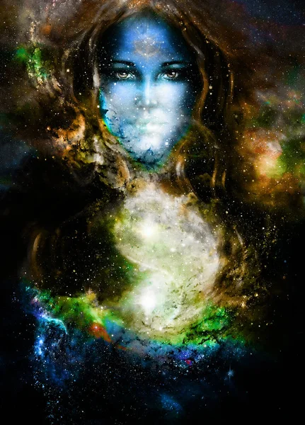 Goddess Woman Symbol Yin Yang Cosmic Space — Stock Photo, Image