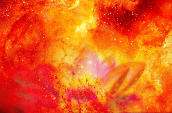 Квітка Лотоса Космічному Тлі Вогневий Ефект — стокове фото