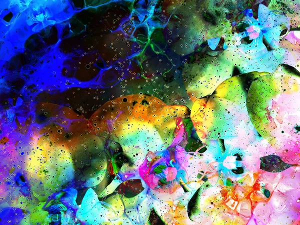 Kosmische Ruimte Met Bloem Galaxy Achtergrondkleur Computer Collage — Stockfoto