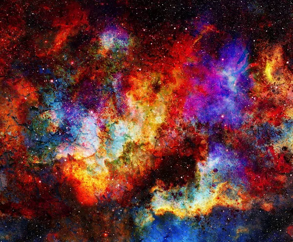 Kosmische Ruimte Sterren Kleur Kosmische Abstracte Achtergrond Knisperend Effect Vuureffect — Stockfoto