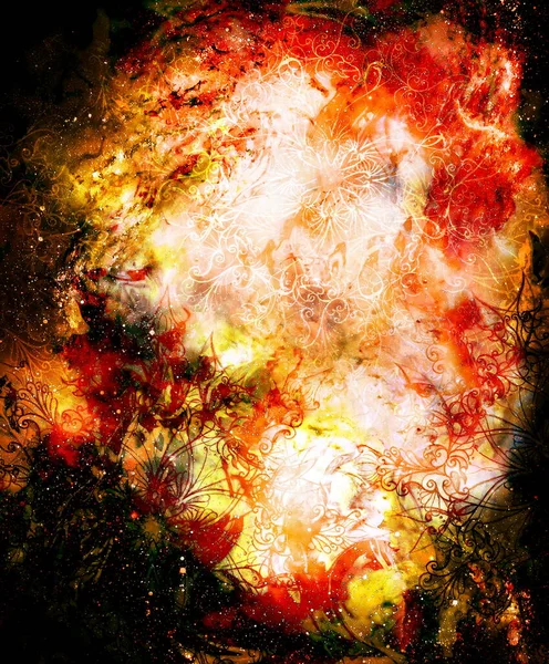 Mandala Ornamental Espaço Cósmico Efeito Fogo — Fotografia de Stock