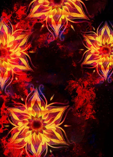 Virágos Díszítő Szerkezet Filigrán Mintás Mandala Absztrakt Háttérrel Tűz Elleni — Stock Fotó