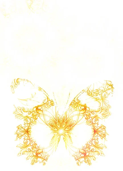 装饰蝴蝶和白色背景 黄蝴蝶 — 图库照片