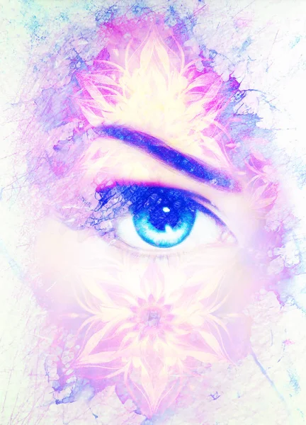 Mulheres Olho Círculo Luz Ornamentos Efeito Mármore Espaço Cópia — Fotografia de Stock