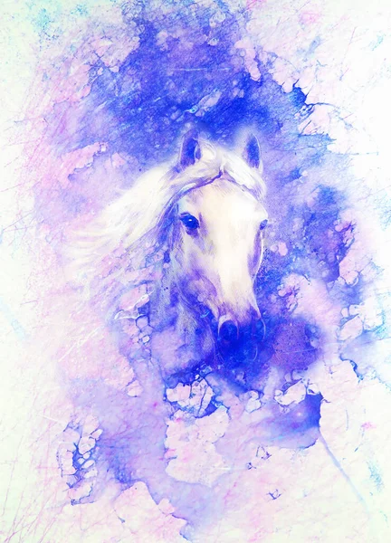 Pintura Cavalo Backgeound Abstrato Efeito Mármore — Fotografia de Stock