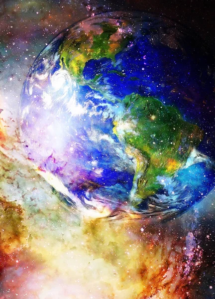 Kozmik Uzay Arkaplanındaki Dünya Gezegeni — Stok fotoğraf