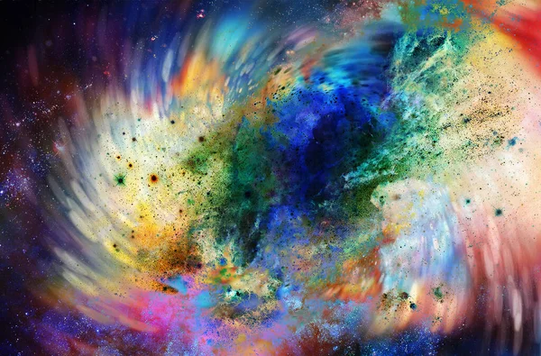 Abstrakter Hintergrund Mit Kosmischer Energie Wirbelnder Wirkung Farbenfrohe Dynamische Bewegung — Stockfoto