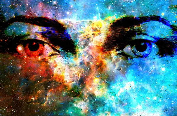 Oko Jezusa Kosmosie Wersja Kolażu Komputerowego — Zdjęcie stockowe