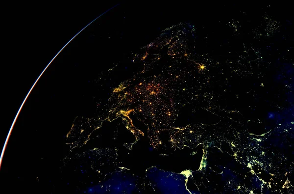 Nachtlampjes Van Earth City Kleur Effect Zwarte Achtergrond — Stockfoto