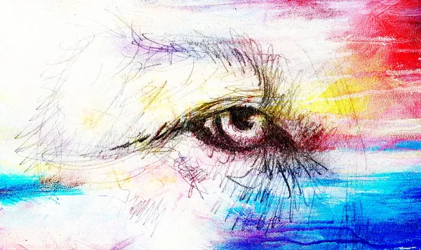 Aslan Gözü Antika Kağıda Hayvan Resmi Çiziyor Renk Efekti — Stok fotoğraf