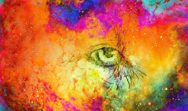 Lwie Oko Rysunek Zwierzęcia Kosmiczna Przestrzeń Kolorów — Zdjęcie stockowe