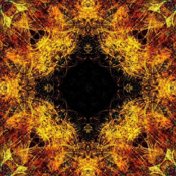 Süslü Mandala Orijinal Çizimi Bilgisayar Kolajı Renk Efekti — Stok fotoğraf