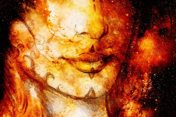 Kozmik Uzayda Yüz Parçalarının Burun Ağzın Sanatsal Taslağı — Stok fotoğraf