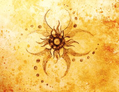 Süslü mandala. Orijinal el çizimi ve bilgisayar kolajı