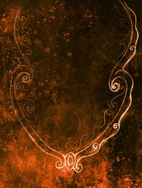 Soyut arkaplanda filigrane desenli süs çerçevesinin doğrusal çizimi