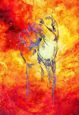 Kozmik arkaplanda ilk çizim. ateş etkisi