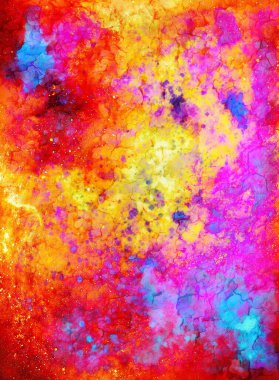 çok renkli uzay yapıları, çatırtıları ve benekleri olan soyut arkaplan.