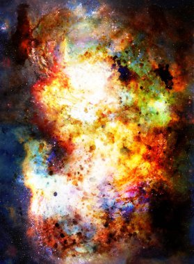 çok renkli uzay yapıları, çatırtıları ve benekleri olan soyut arkaplan.