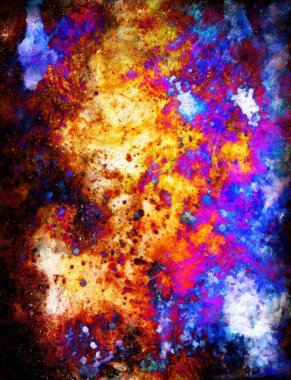 çok renkli uzay yapıları, çatırtıları ve benekleri olan soyut arkaplan.