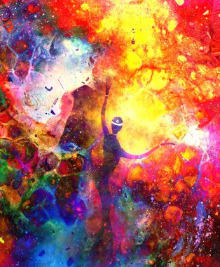 Evrendeki ruhani varlıklar. Boyama ve grafik efekti