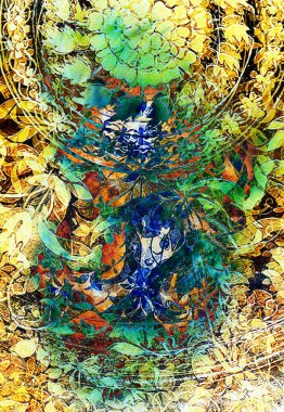 filigrane çiçek süsleme soyut backgrond, bilgisayar kolaj üzerinde