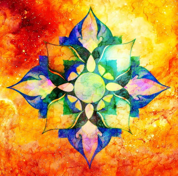 Kozmik Uzayda Süs Mandala Grafik Etkisi — Stok fotoğraf