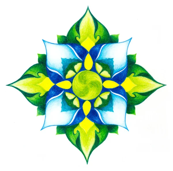 Kleur Sier Mandala Wit Papier Achtergrond — Stockfoto