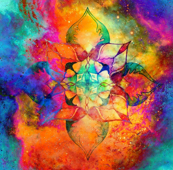 Ozdobna Mandala Przestrzeni Kosmicznej Efekt Graficzny — Zdjęcie stockowe