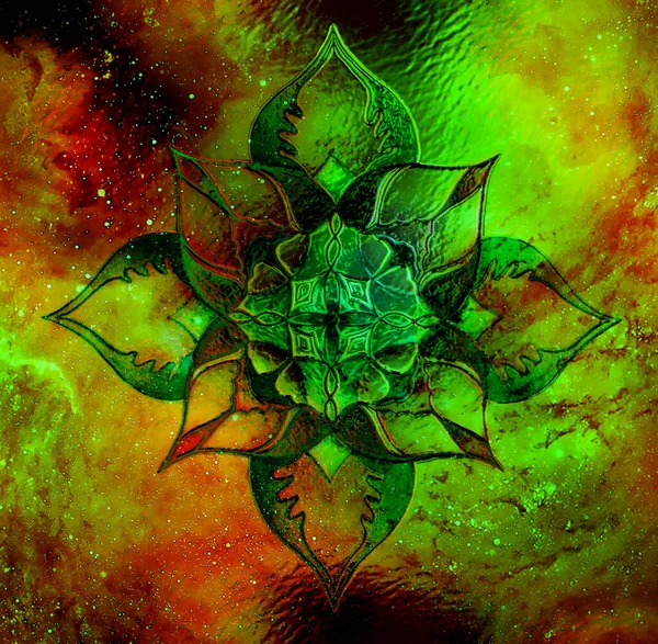 Kozmik Uzayda Süslü Mandala Üçüncü Göz Çakrası — Stok fotoğraf