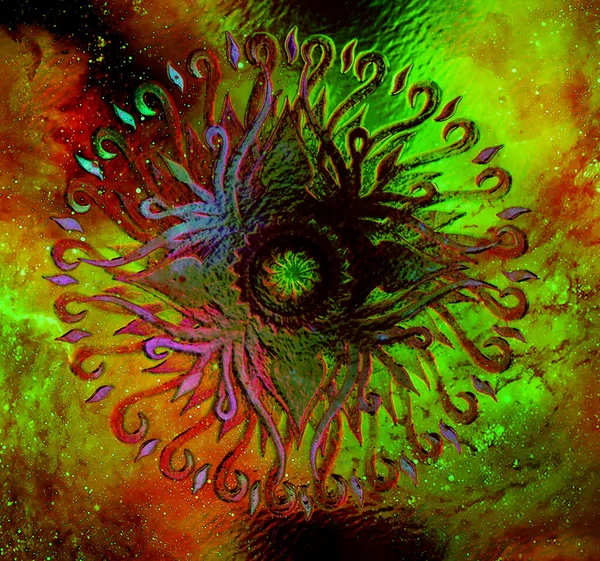 Prydnadsmandala Kosmisk Rymd Third Eye Chakra — Stockfoto