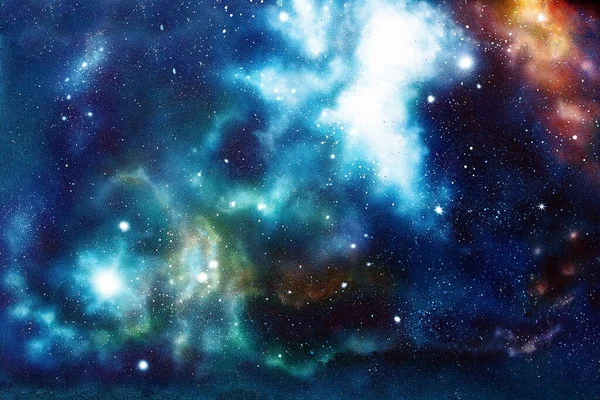 Kosmisk Utrymme Och Stjärnor Färg Kosmisk Abstrakt Bakgrund Original Handmålning — Stockfoto